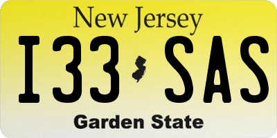 NJ license plate I33SAS
