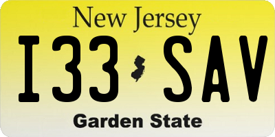 NJ license plate I33SAV