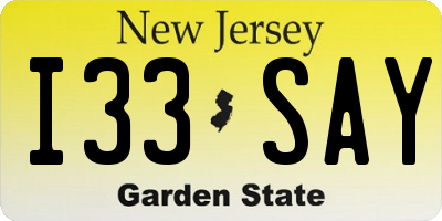 NJ license plate I33SAY