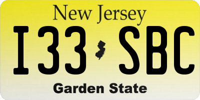 NJ license plate I33SBC