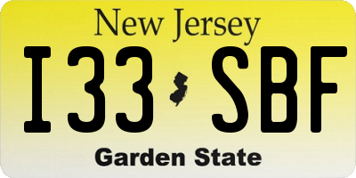 NJ license plate I33SBF