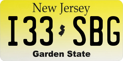 NJ license plate I33SBG