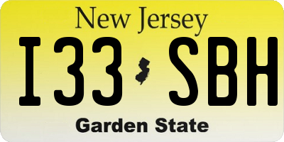 NJ license plate I33SBH