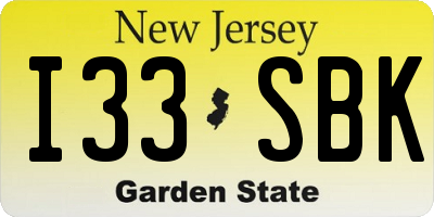 NJ license plate I33SBK