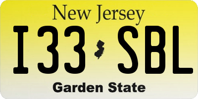 NJ license plate I33SBL