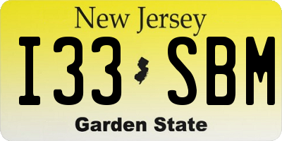 NJ license plate I33SBM