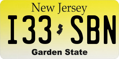 NJ license plate I33SBN