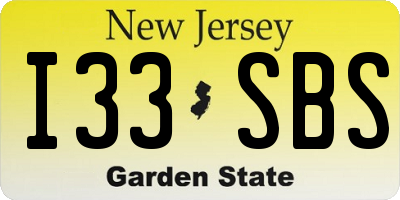 NJ license plate I33SBS