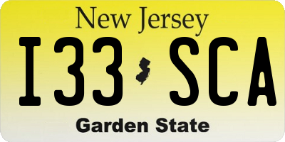 NJ license plate I33SCA