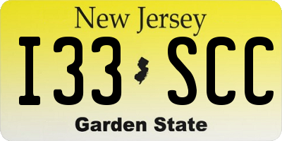 NJ license plate I33SCC