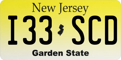 NJ license plate I33SCD