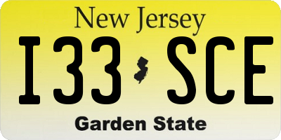 NJ license plate I33SCE