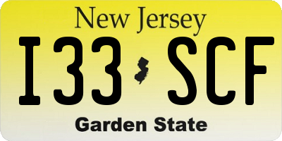 NJ license plate I33SCF
