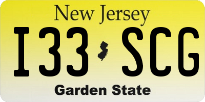 NJ license plate I33SCG