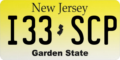 NJ license plate I33SCP