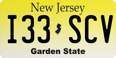 NJ license plate I33SCV