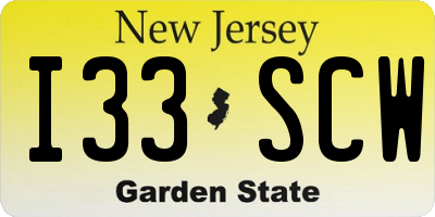 NJ license plate I33SCW