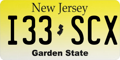 NJ license plate I33SCX