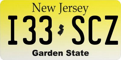 NJ license plate I33SCZ