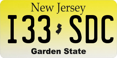 NJ license plate I33SDC