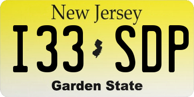NJ license plate I33SDP