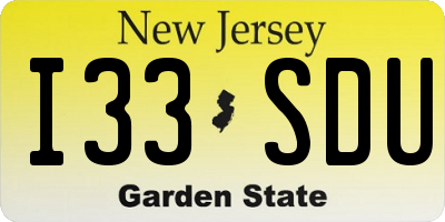 NJ license plate I33SDU