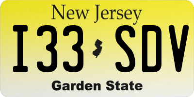 NJ license plate I33SDV