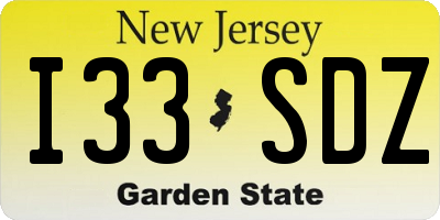 NJ license plate I33SDZ