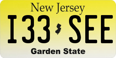 NJ license plate I33SEE