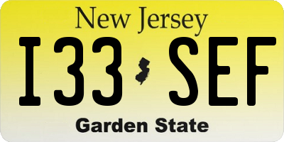 NJ license plate I33SEF