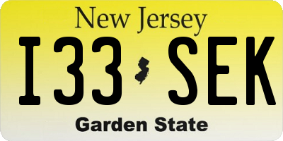 NJ license plate I33SEK