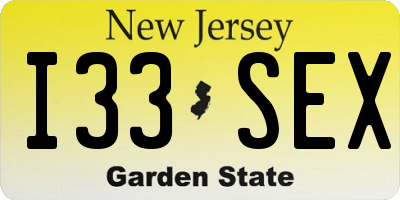 NJ license plate I33SEX