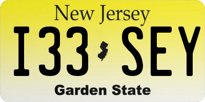 NJ license plate I33SEY
