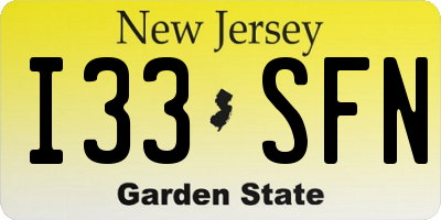 NJ license plate I33SFN