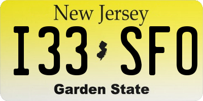 NJ license plate I33SFO