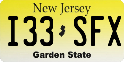 NJ license plate I33SFX