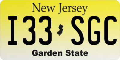 NJ license plate I33SGC