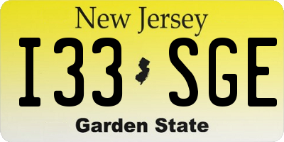 NJ license plate I33SGE