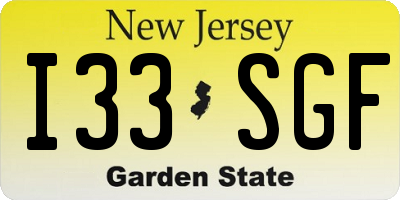NJ license plate I33SGF