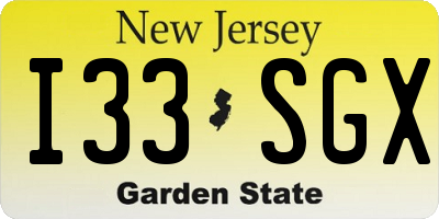 NJ license plate I33SGX