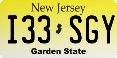 NJ license plate I33SGY