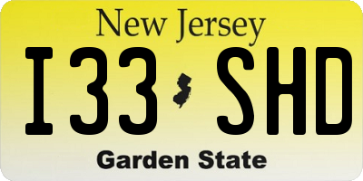 NJ license plate I33SHD