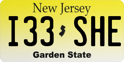 NJ license plate I33SHE