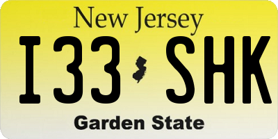 NJ license plate I33SHK