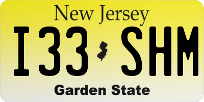 NJ license plate I33SHM