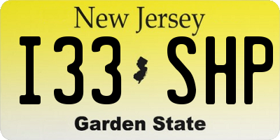 NJ license plate I33SHP