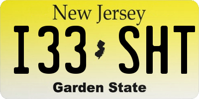 NJ license plate I33SHT