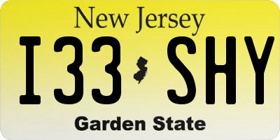 NJ license plate I33SHY