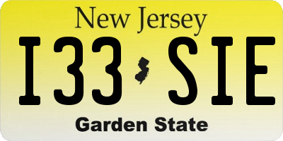 NJ license plate I33SIE