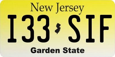 NJ license plate I33SIF